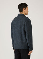 Men's Harris Tweed Harrington Jacket in Blue Herringbone