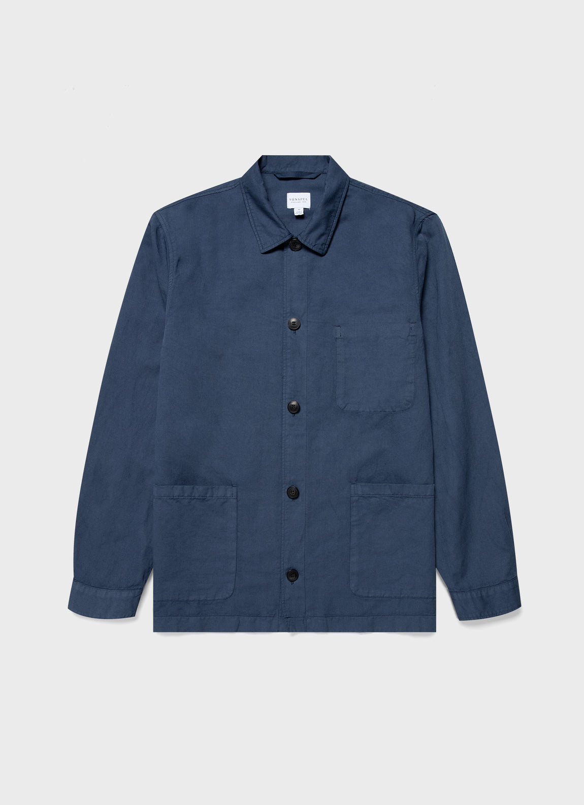 Men's Cotton Linen Twin Pocket Jacket in Shale Blue
