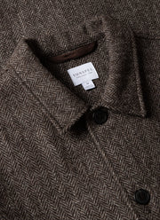 Men's British Wool Twin Pocket Jacket in Brown Herringbone