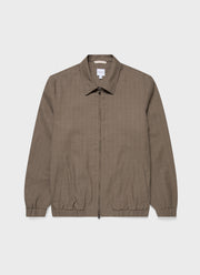 Men's Cotton Raffia Blouson Jacket in Dark Stone