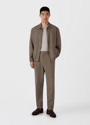 Men's Cotton Raffia Blouson Jacket in Dark Stone