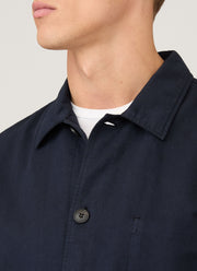 Men's Cotton Linen Twin Pocket Jacket in Navy
