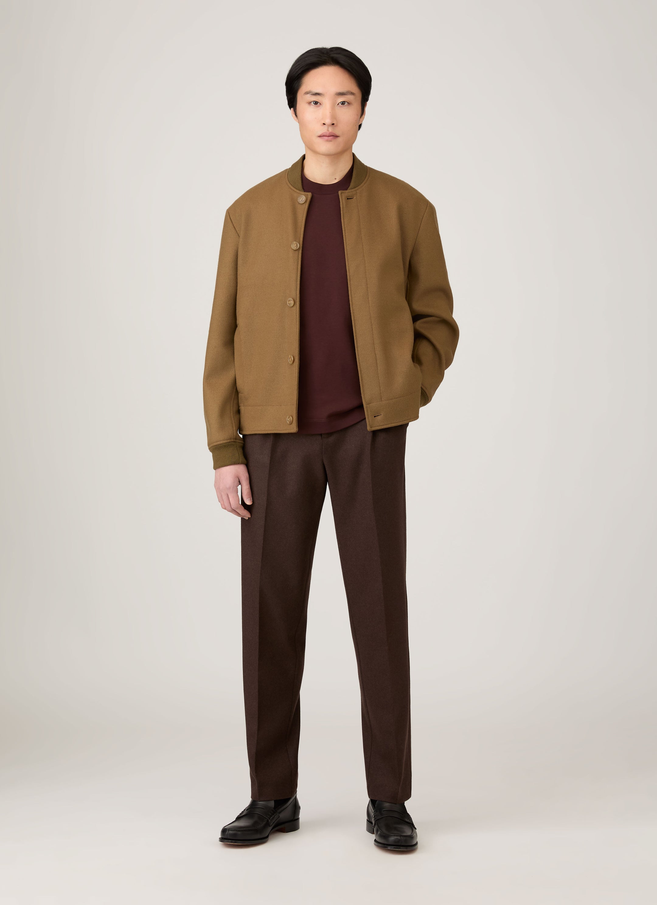 Men's Wool Bomber Jacket in Mole