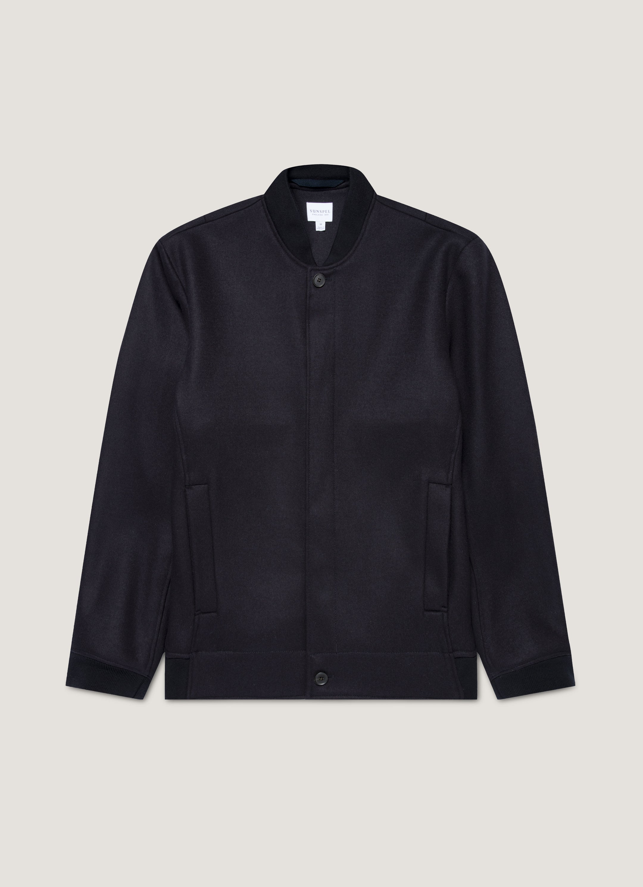 Men's Wool Bomber Jacket in Navy