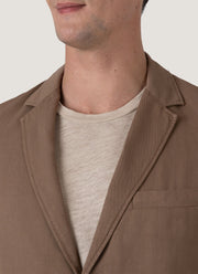 Men's Cotton Linen Blazer in Dark Tan