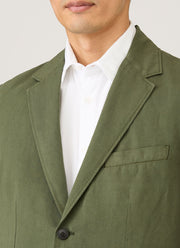 Men's Cotton Linen Blazer in Deep Olive
