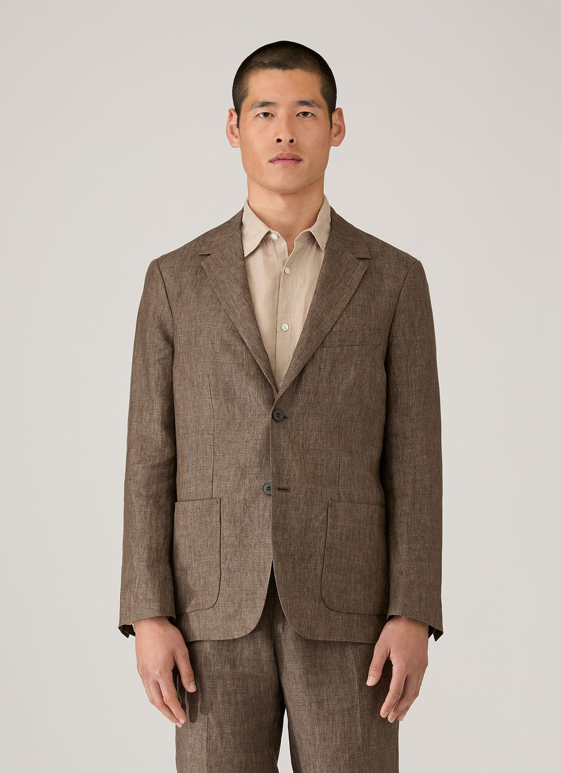 Men's Linen Blazer in Dark Walnut