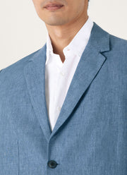 Men's Linen Blazer in Soft Denim Melange