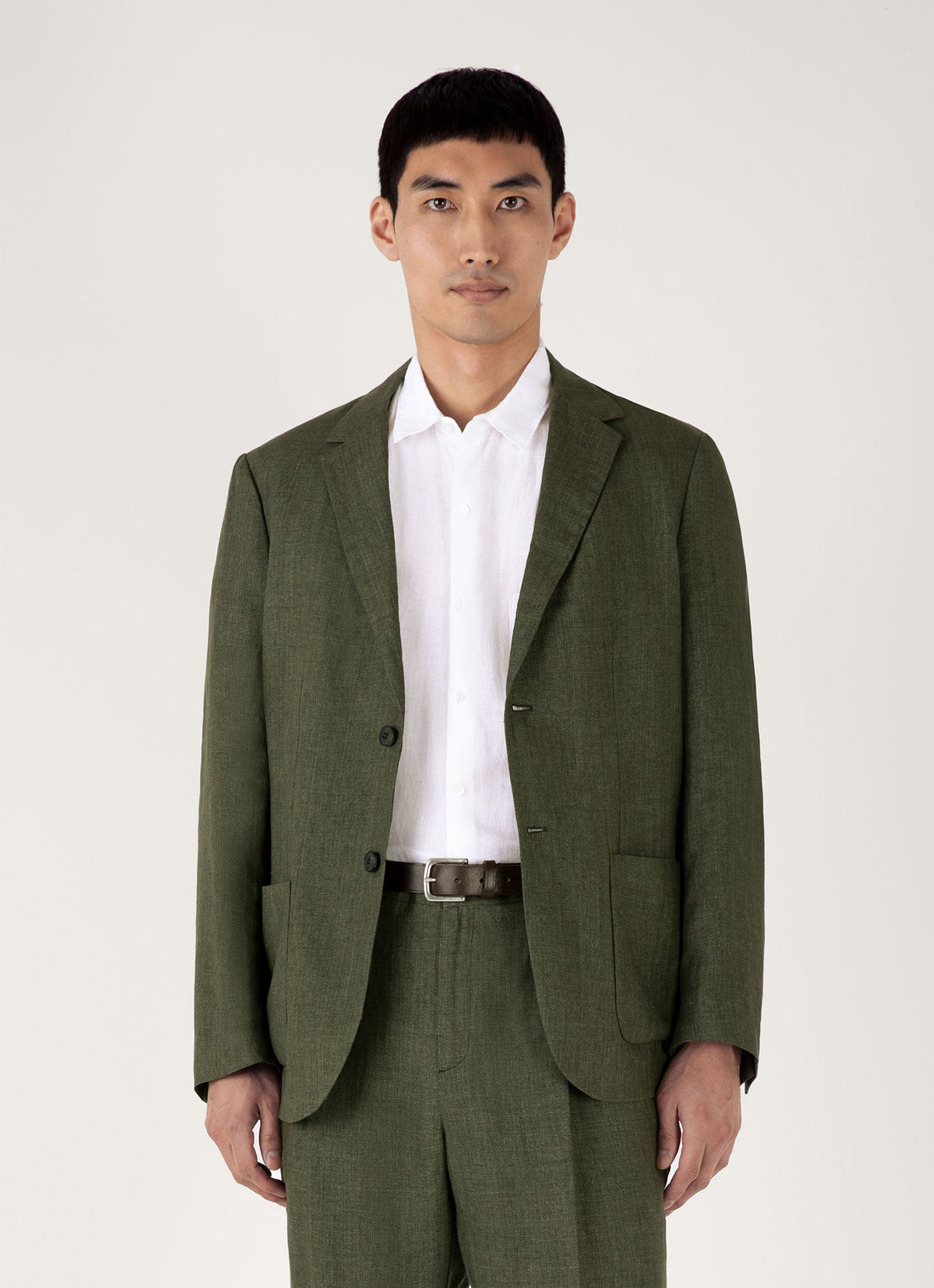 Men's Linen Blazer in Hunter Green