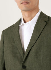 Men's Linen Blazer in Hunter Green