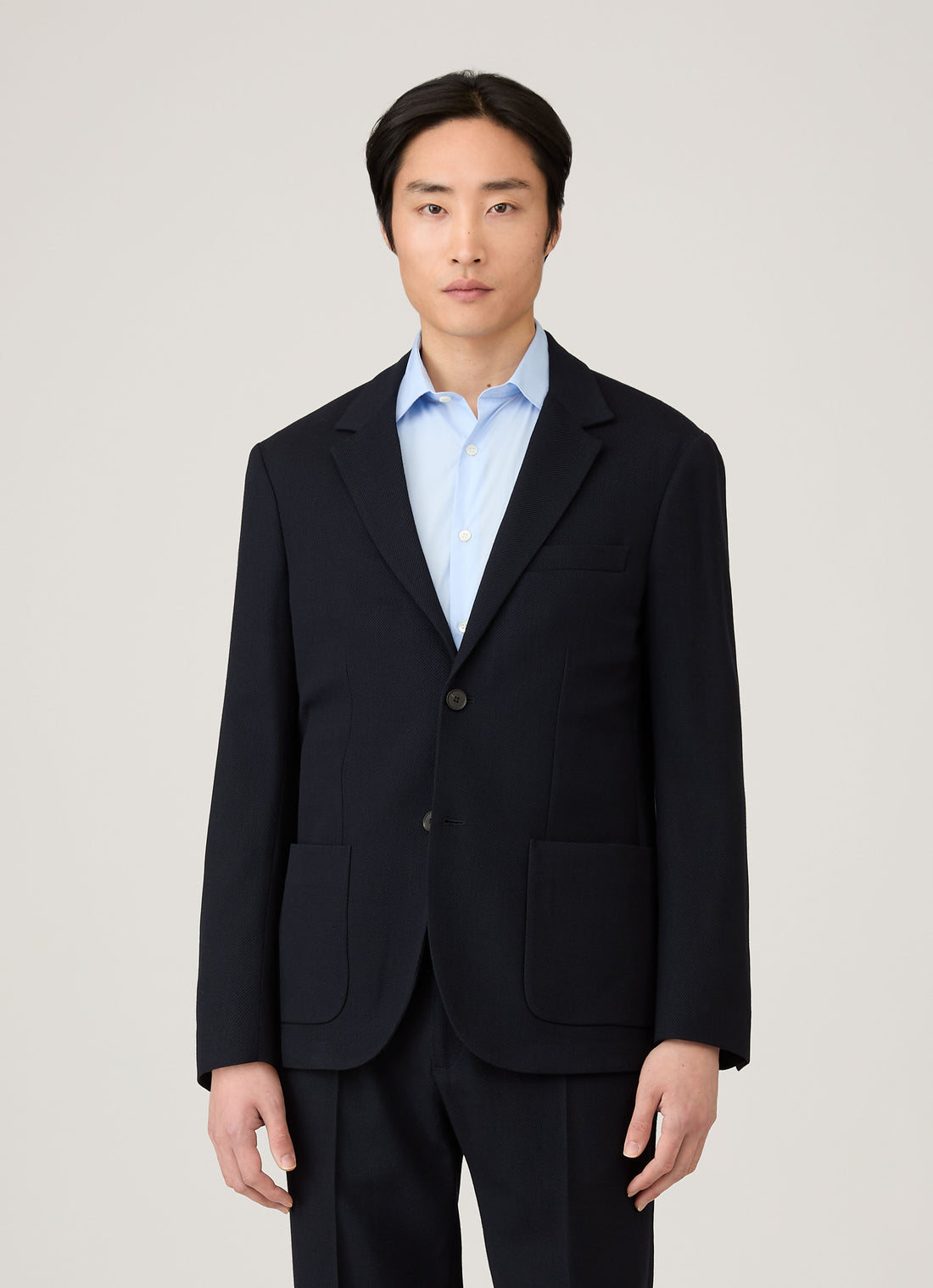 Men's Textured Wool Blazer in Navy