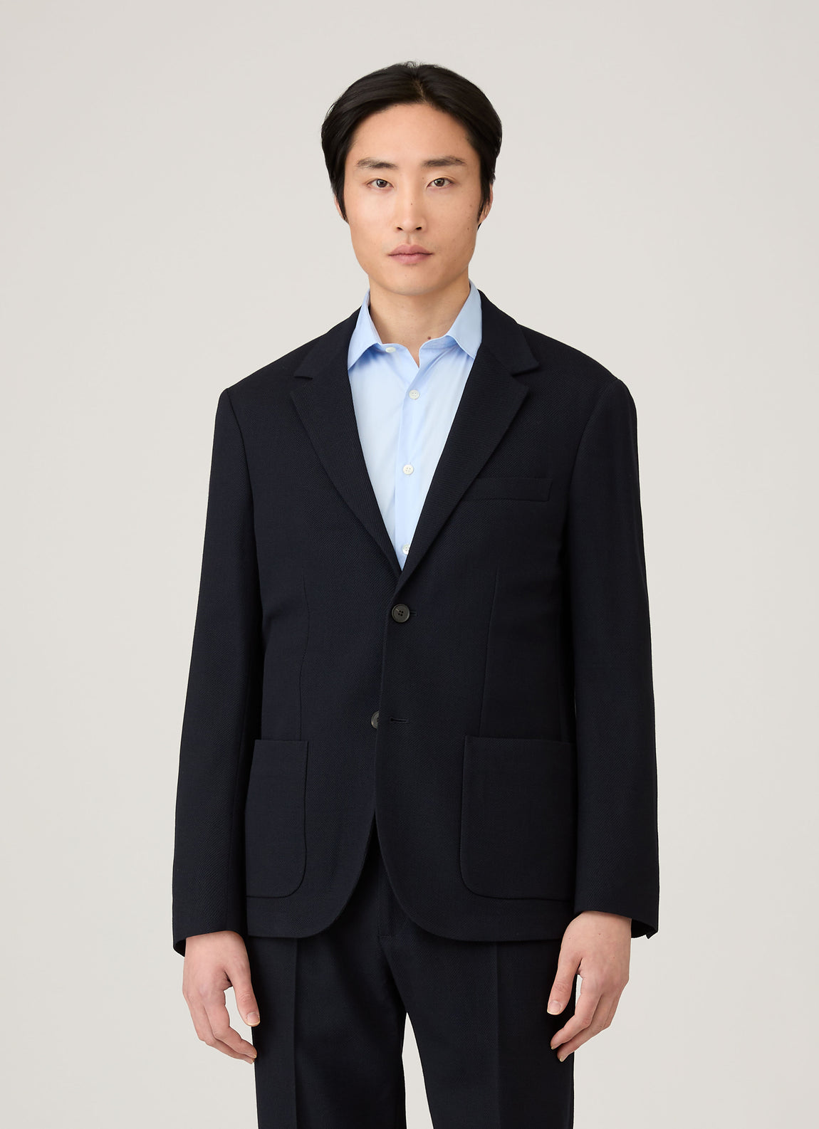 Men's Textured Wool Blazer in Navy