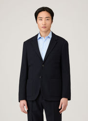 Men's Textured Wool Blazer in Navy