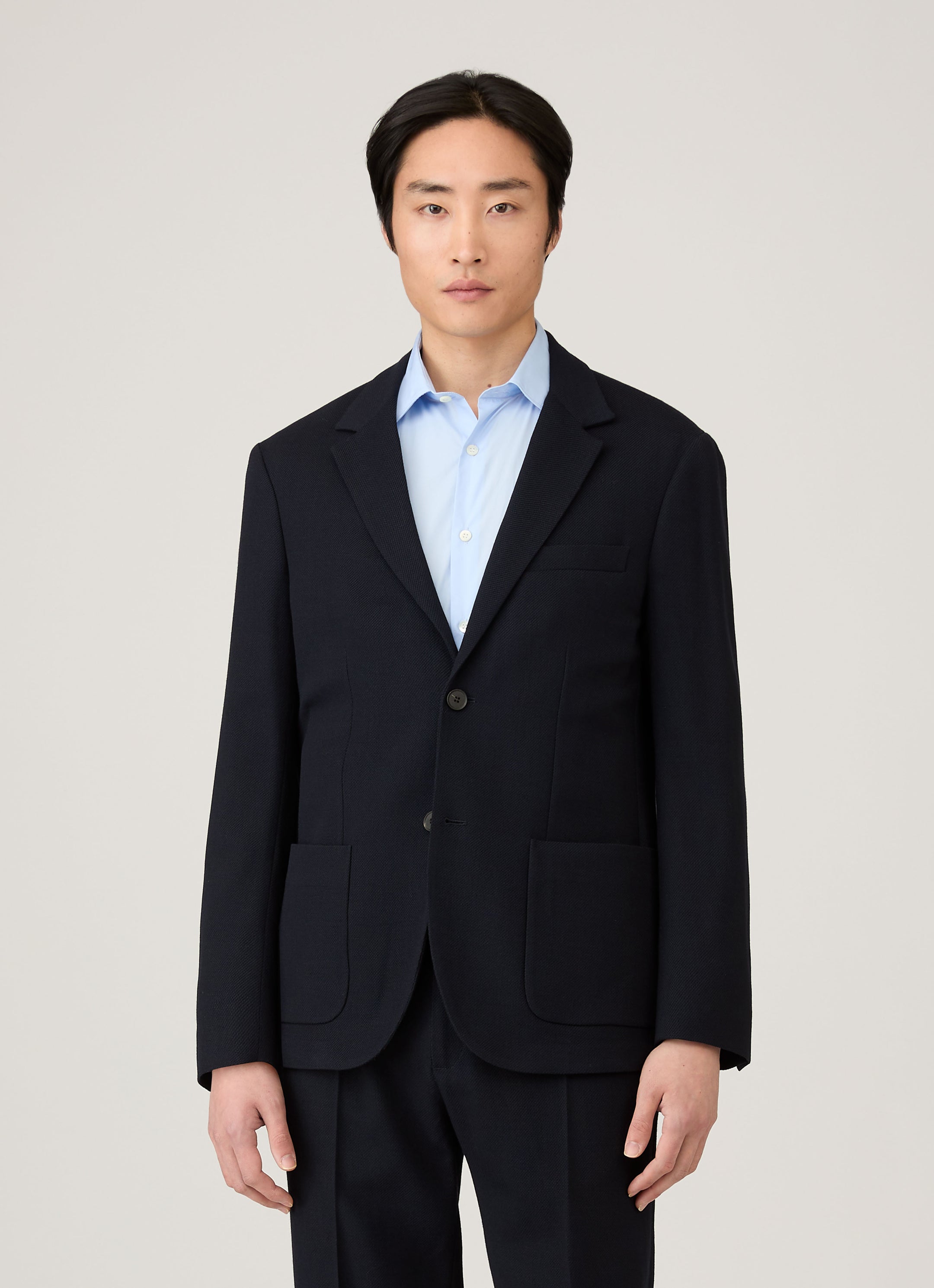 Men's Textured Wool Blazer in Navy
