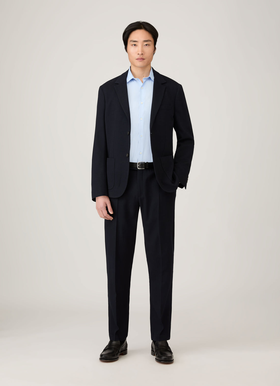 Men's Textured Wool Blazer in Navy