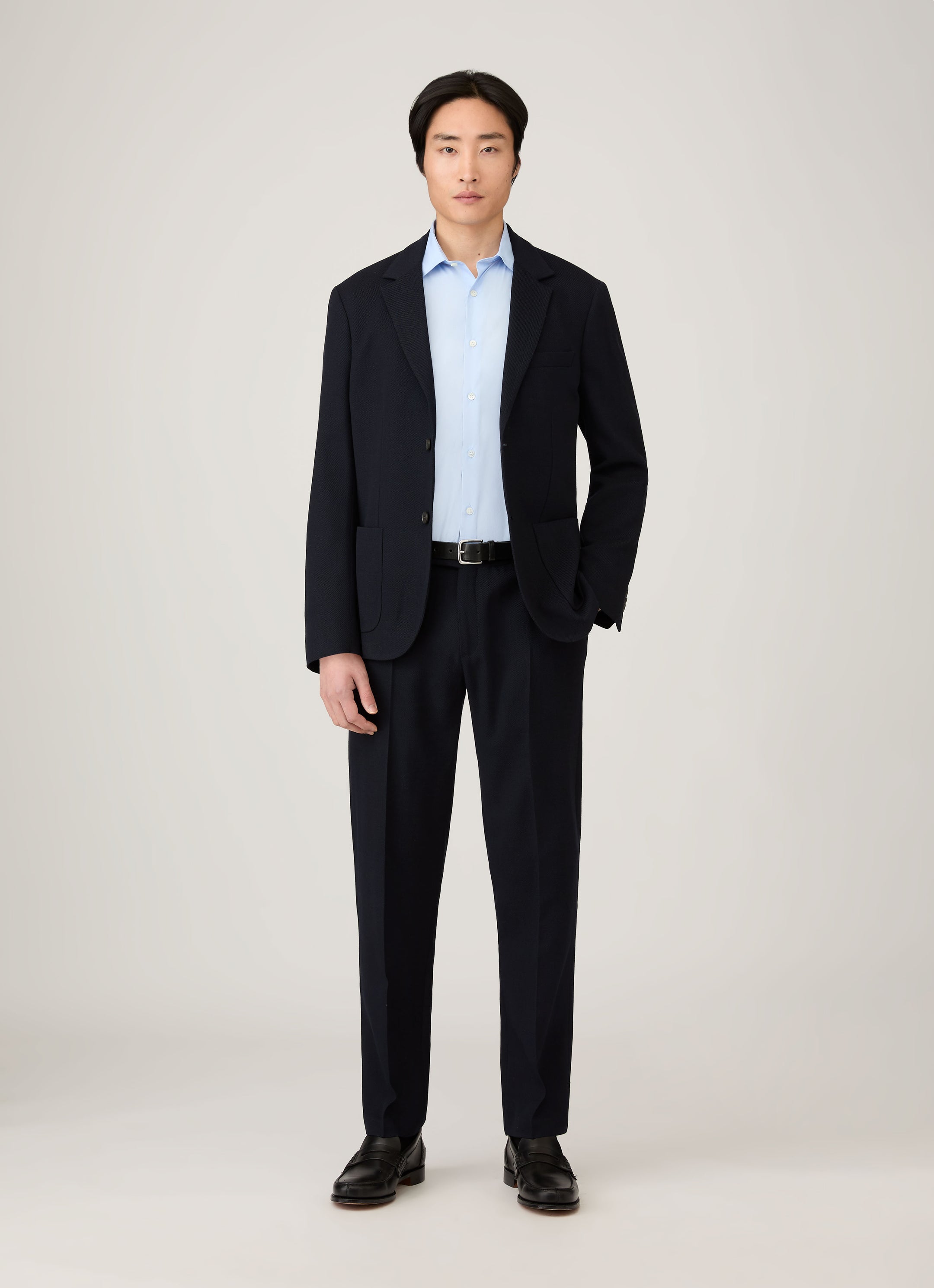 Men's Textured Wool Blazer in Navy