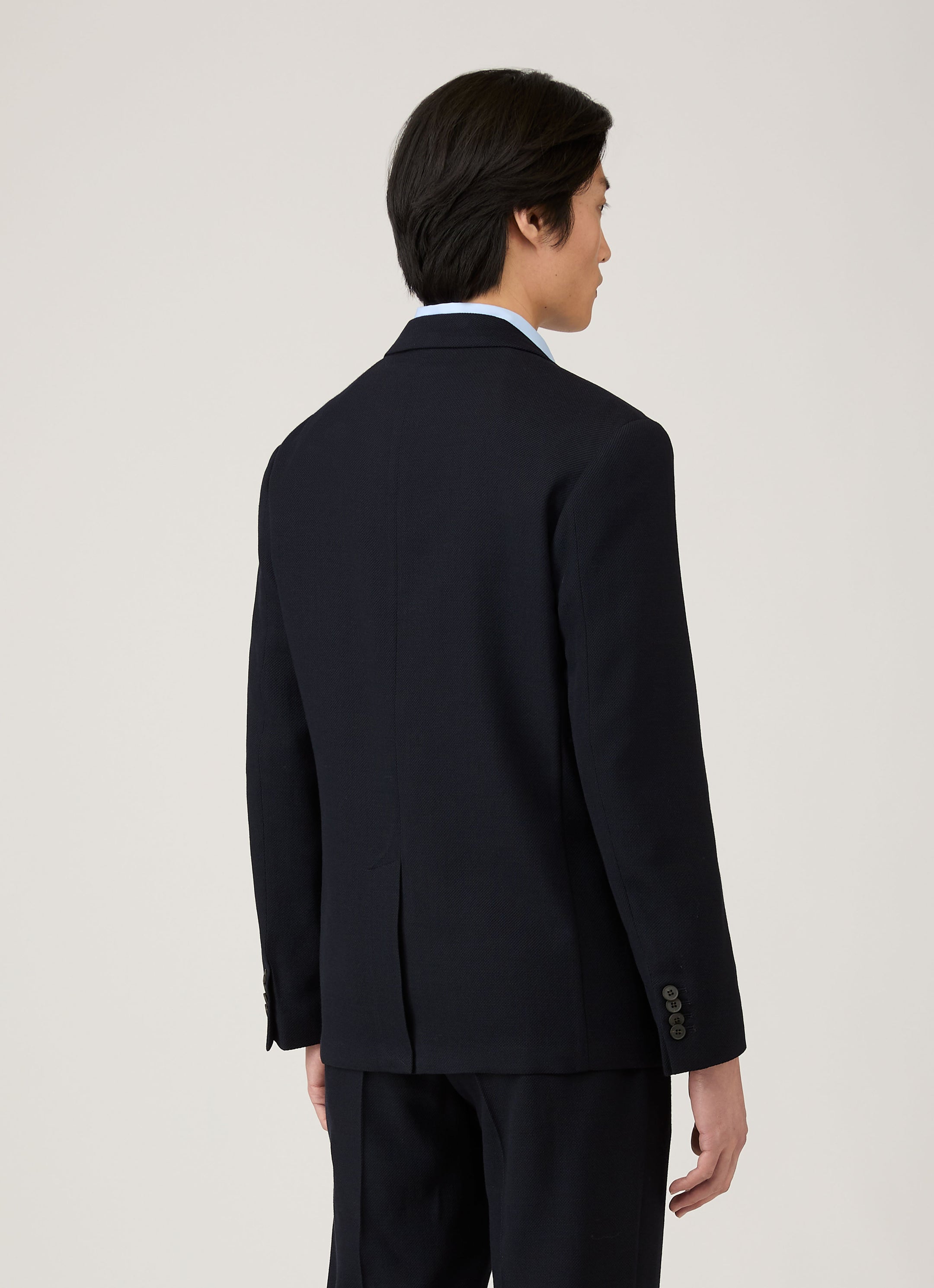 Men's Textured Wool Blazer in Navy