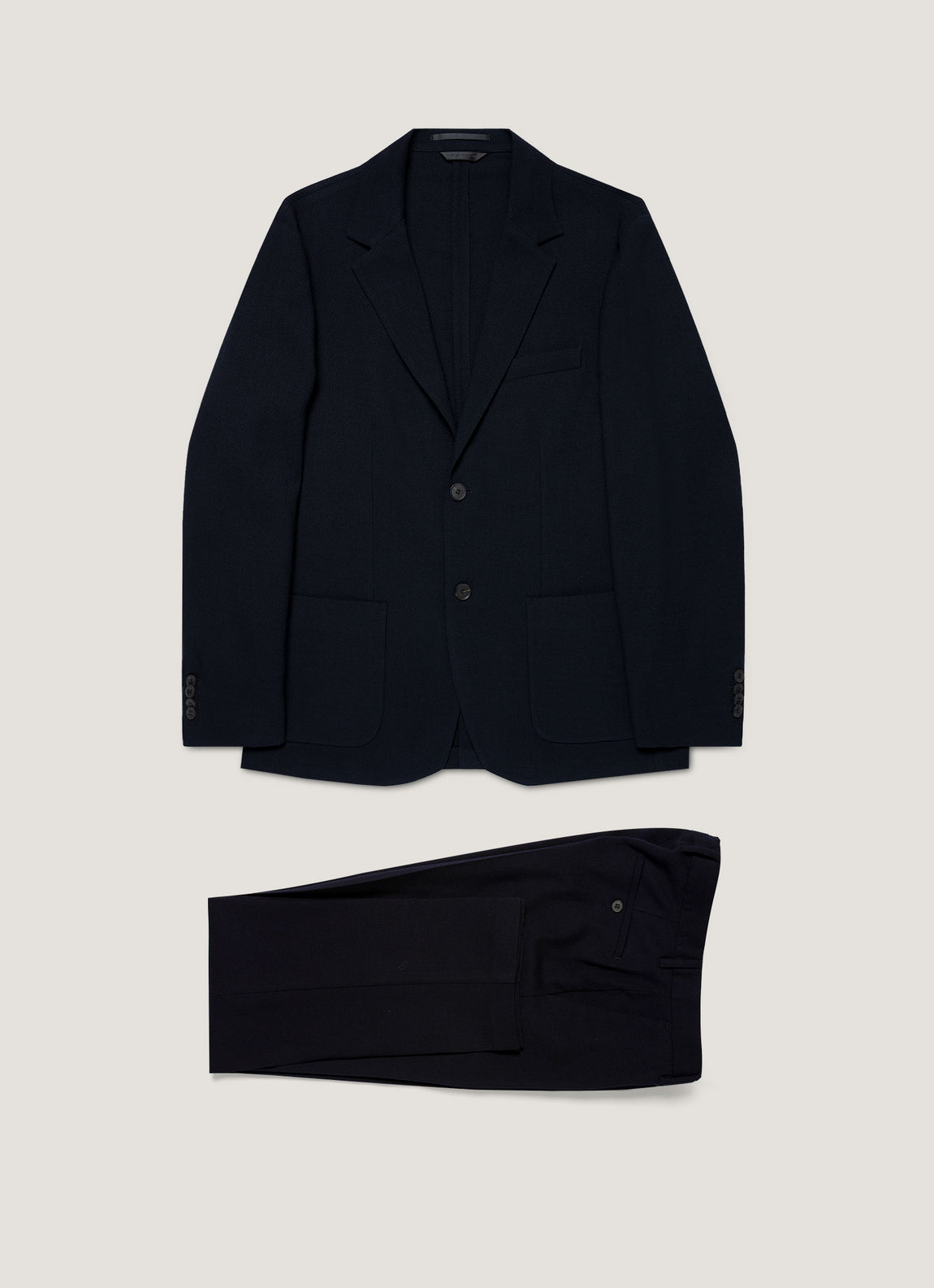 Men's Textured Wool Two-Piece Suit in Navy