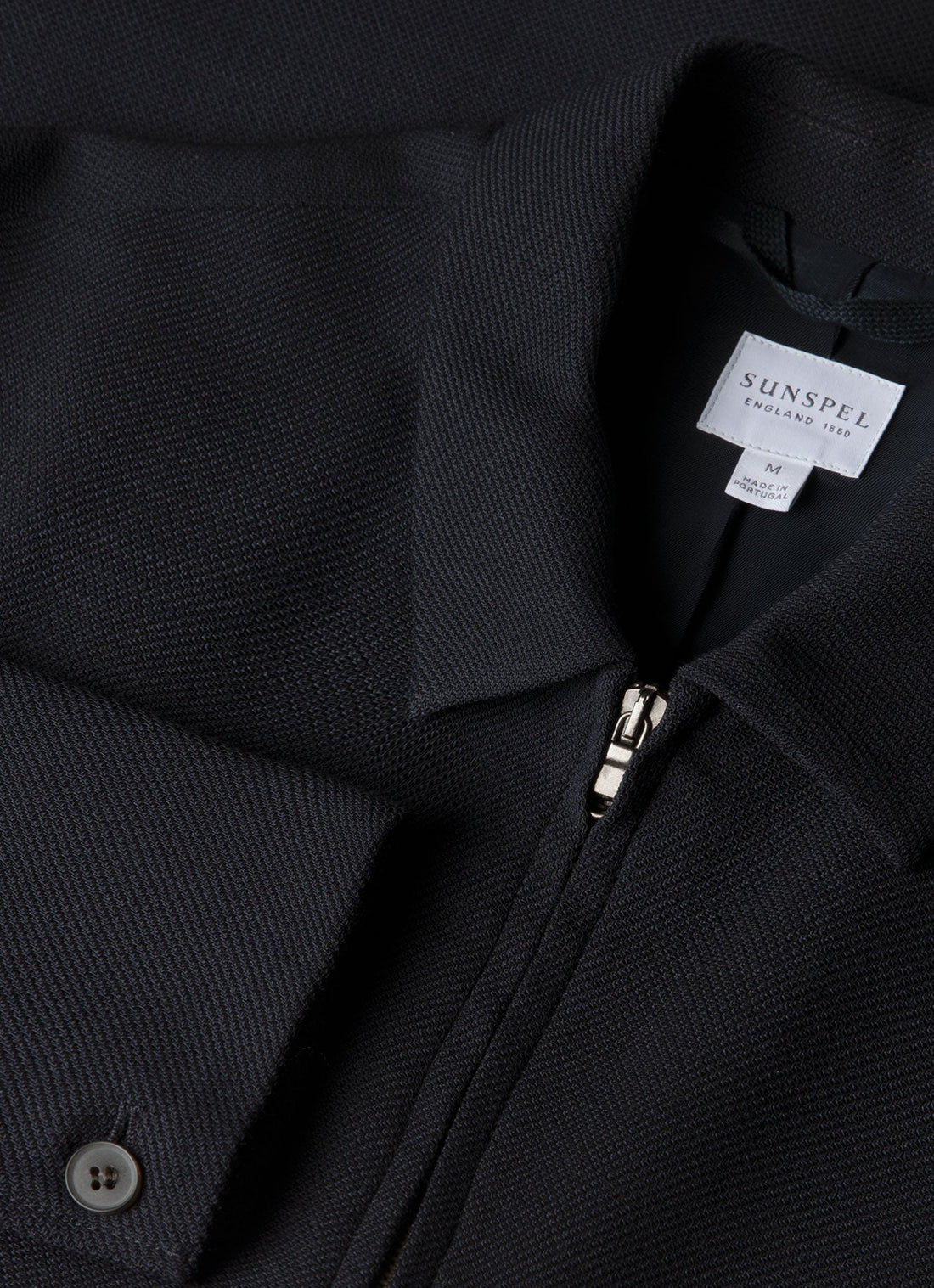 Men's Light Textured Wool Harrington Jacket in Navy