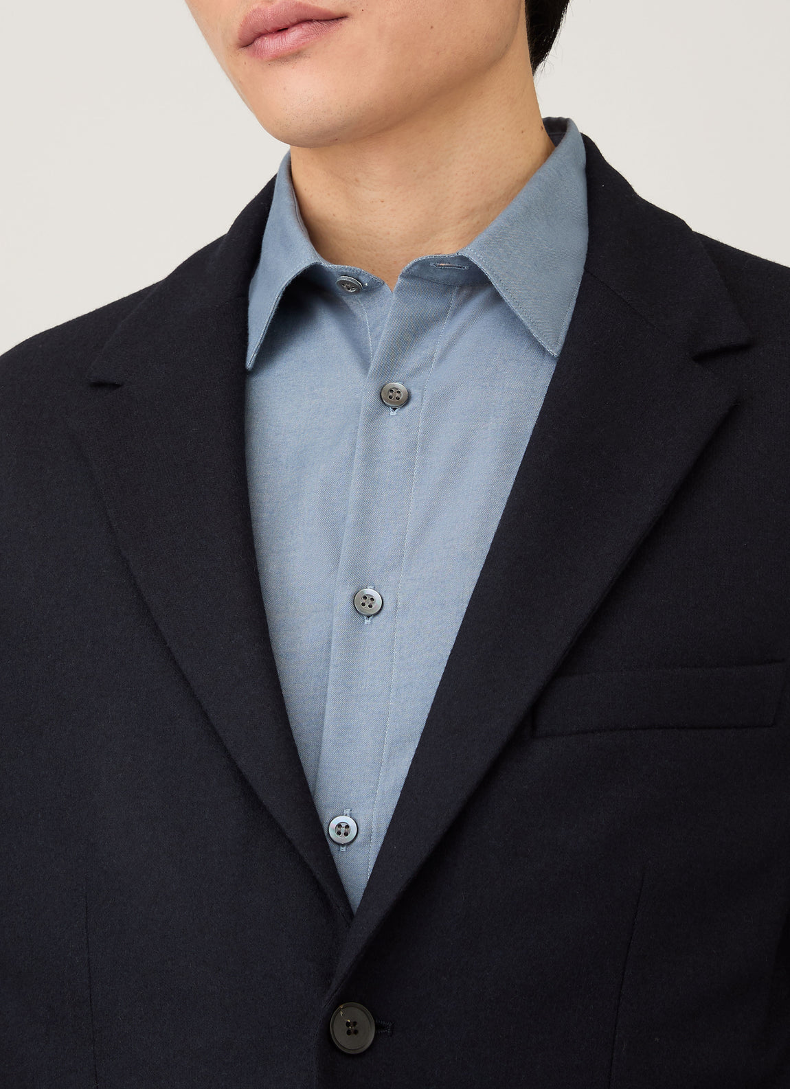Men's Boiled Wool Blazer in Navy