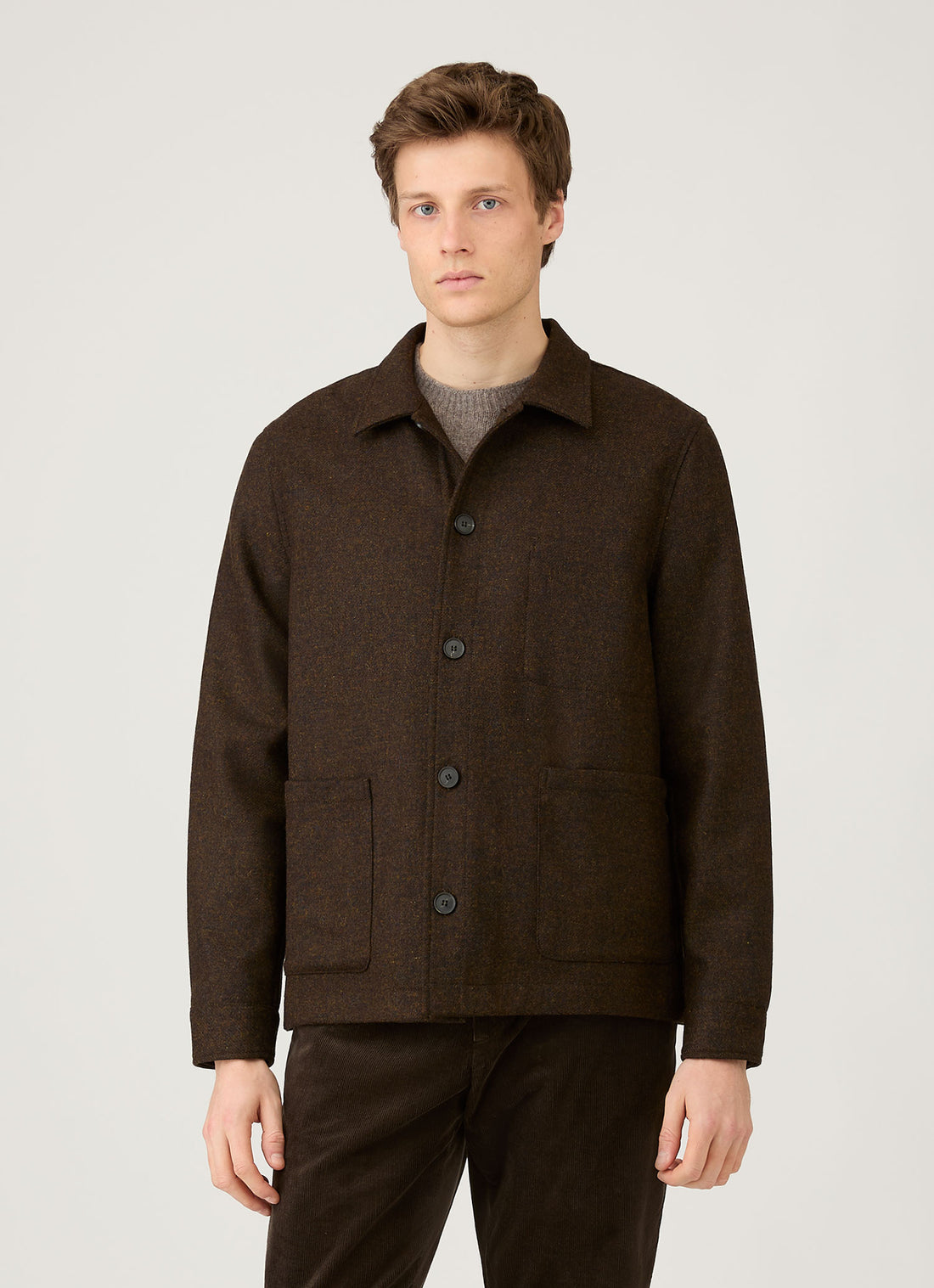 Men's Wool Twin Pocket Jacket in Truffle