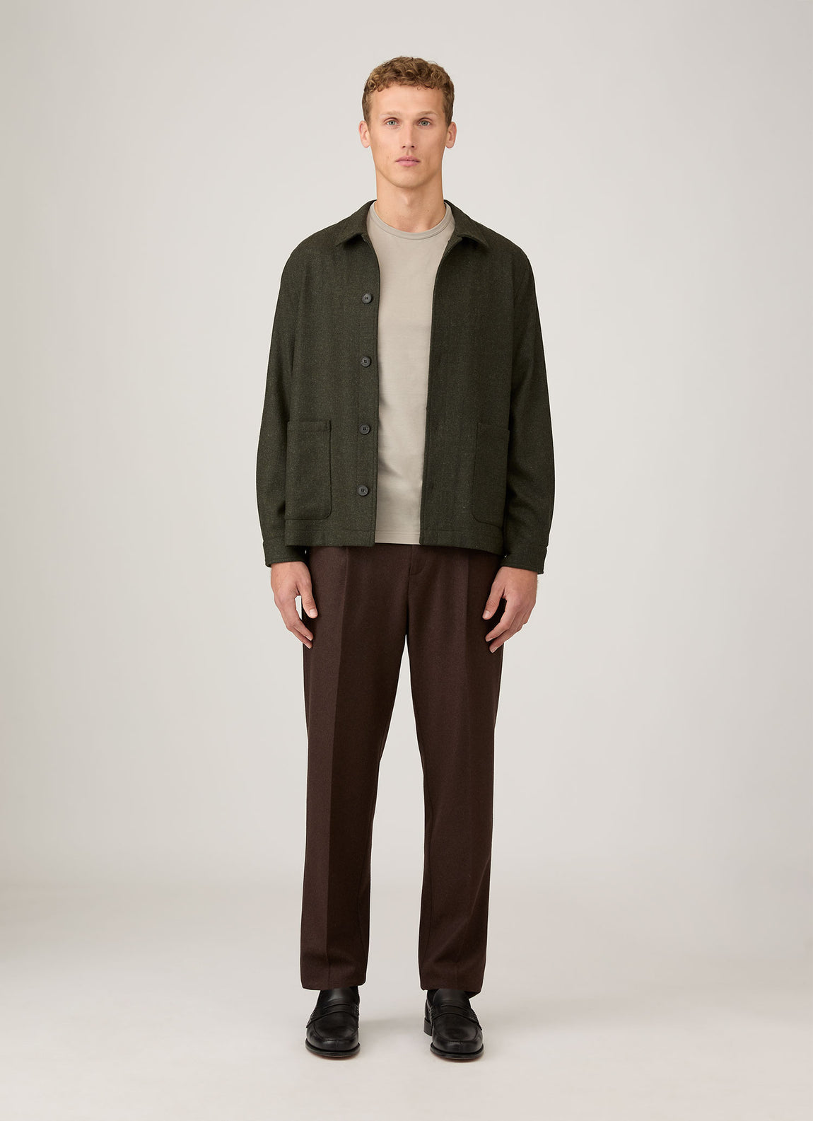 Men's Wool Twin Pocket Jacket in Drill Green