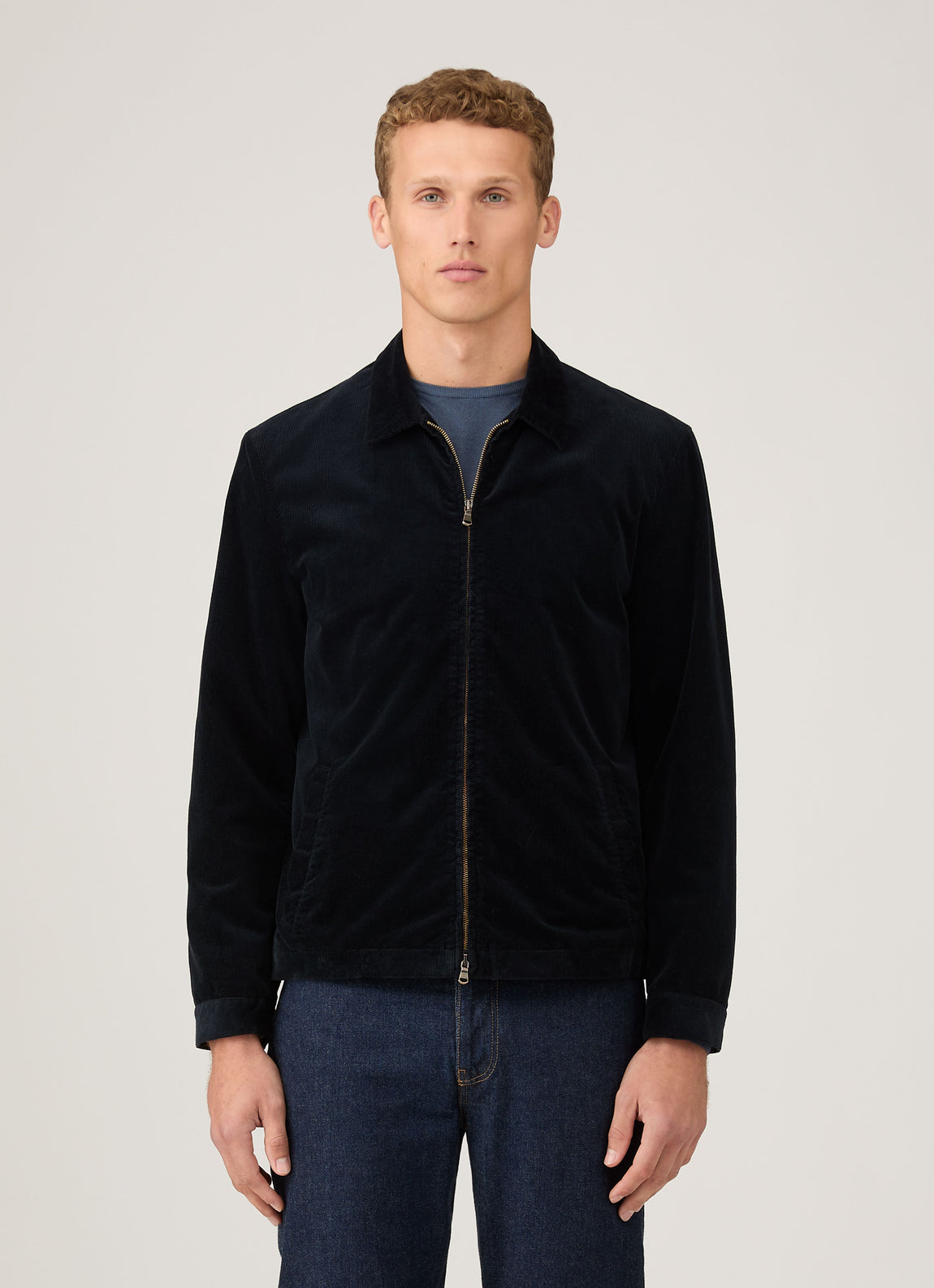 Men's Corduroy Harrington Jacket in Navy