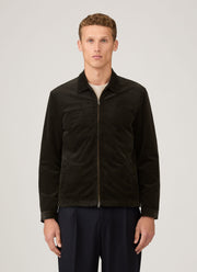 Men's Corduroy Harrington Jacket in Dark Green
