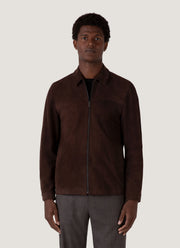 Men's Suede Harrington Jacket in Cocoa
