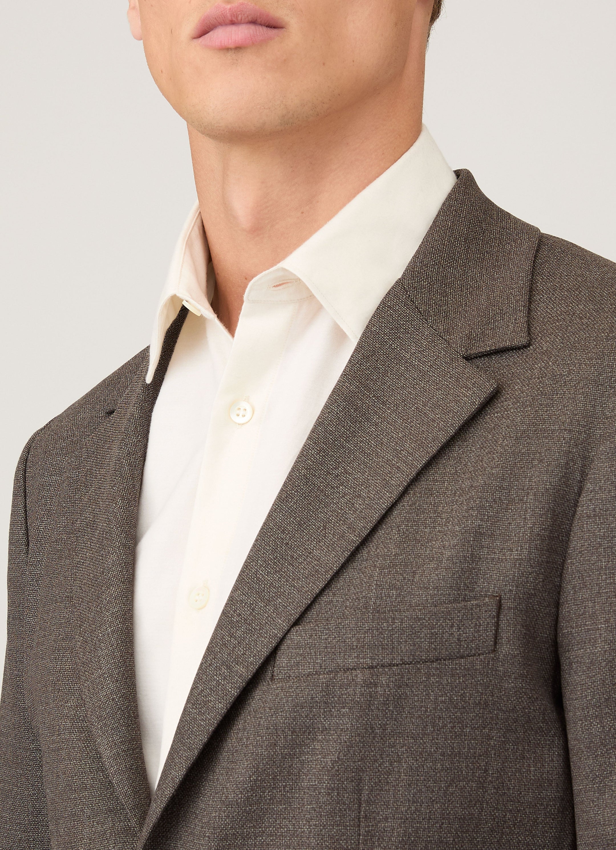 Men's Lightweight Travel Wool Blazer in Light Coffee Melange