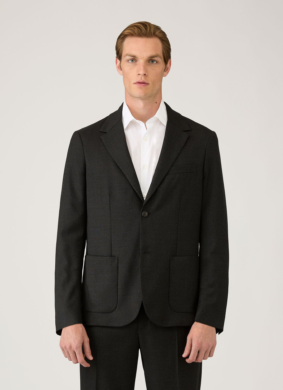 Men's Lightweight Travel Wool Blazer in Dark Charcoal Melange