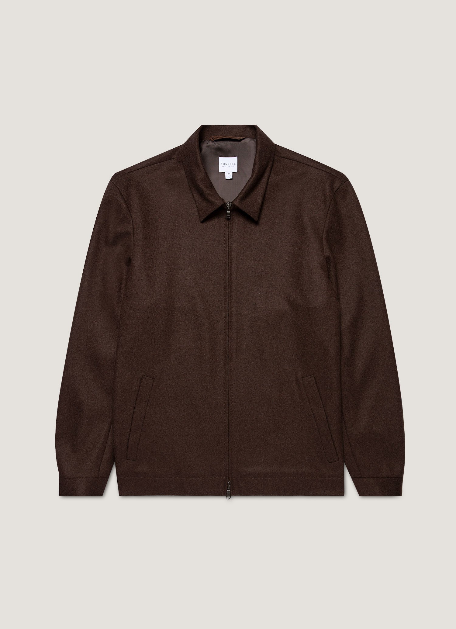 Men's Boiled Wool Harrington Jacket in Truffle