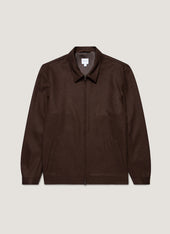 Men's Boiled Wool Harrington Jacket in Truffle