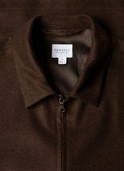 Men's Boiled Wool Harrington Jacket in Truffle