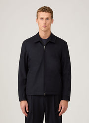 Men's Boiled Wool Harrington Jacket in Navy