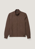 Men's Donegal Tweed Zip Jacket in Dark Brown Melange