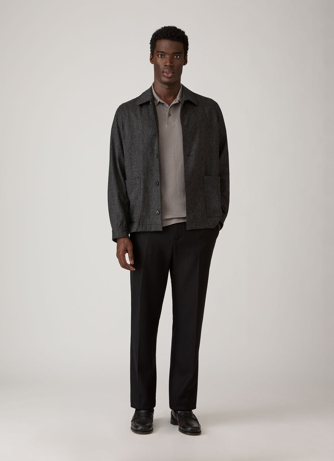 Men's Wool Twill Chore Jacket in Charcoal Melange