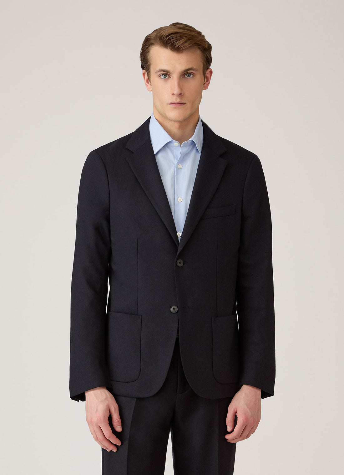 Men's Wool Cashmere Flannel Blazer in Navy