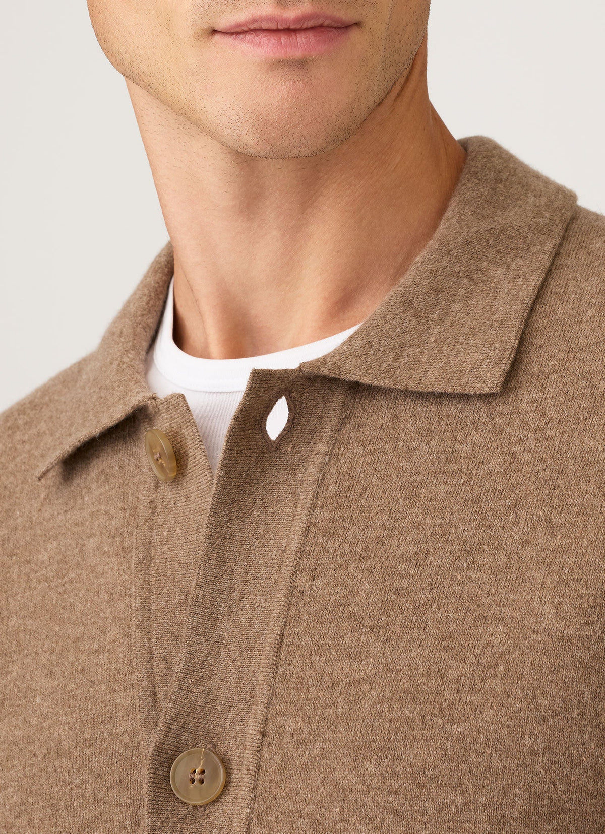 Men's Merino Cotton Double Faced Jacket in Dark Beige