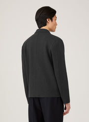 Men's Merino Cotton Double Faced Jacket in Dark Charcoal Melange