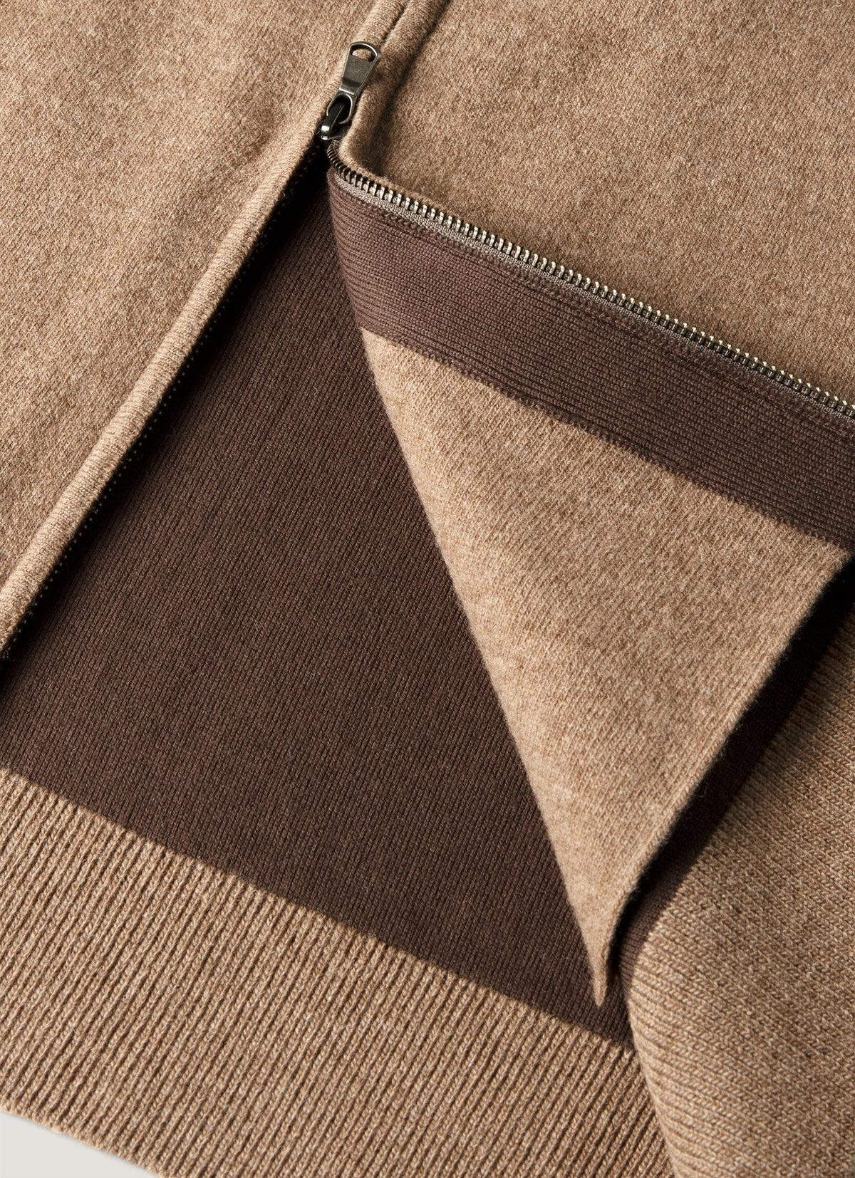Men's Merino Cotton Double Faced Gilet in Dark Beige