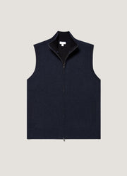 Men's Merino Cotton Double Faced Gilet in Navy