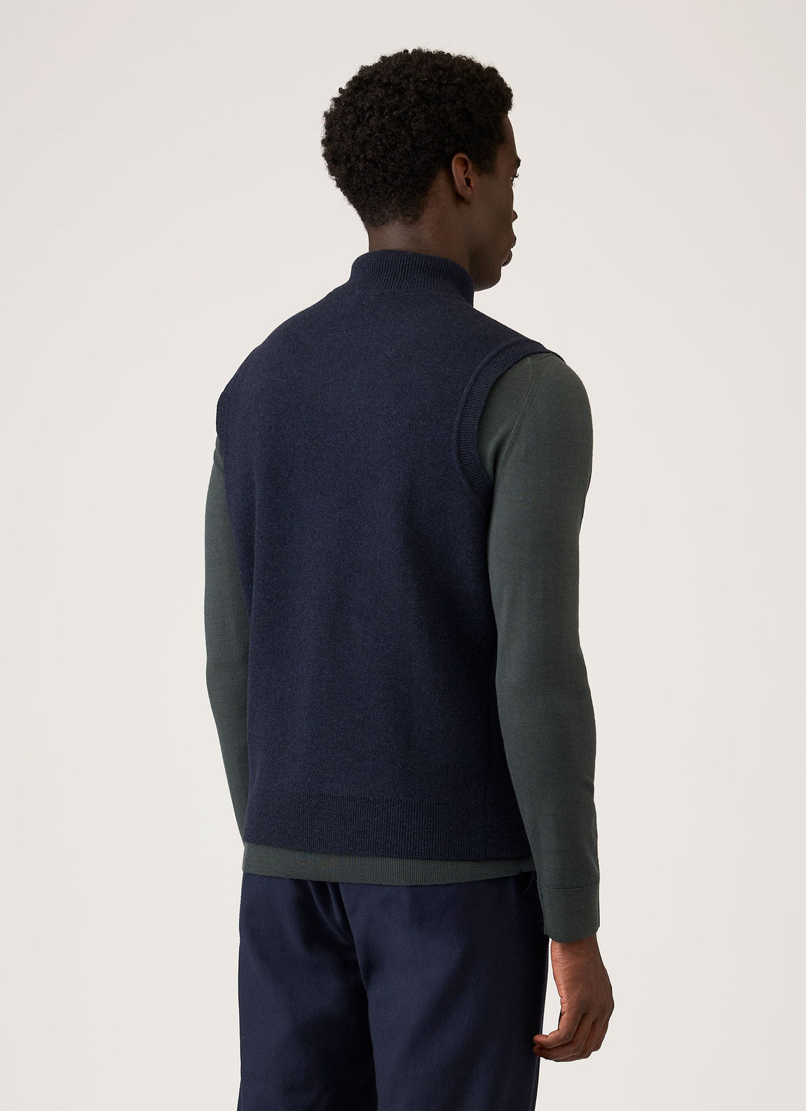Men's Merino Cotton Double Faced Gilet in Navy