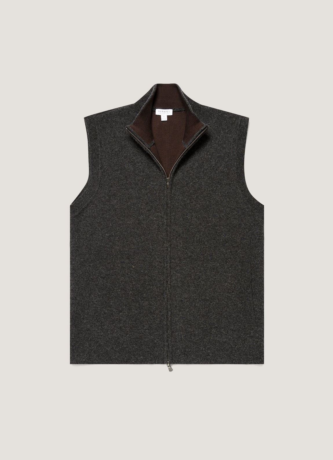 Men's Merino Cotton Double Faced Gilet in Dark Charcoal Melange