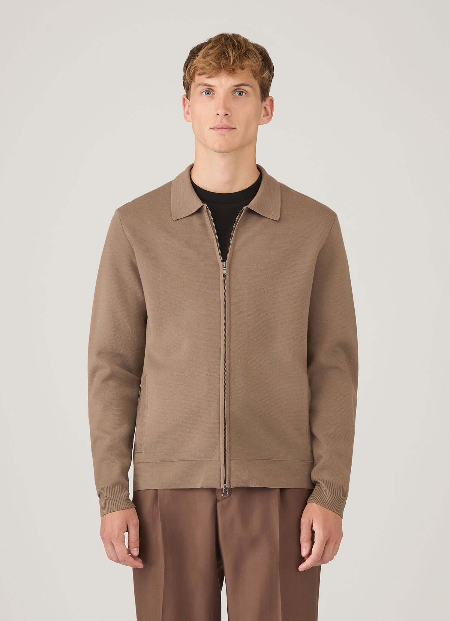 Men's Merino Milano Zip Jacket in Sandstone