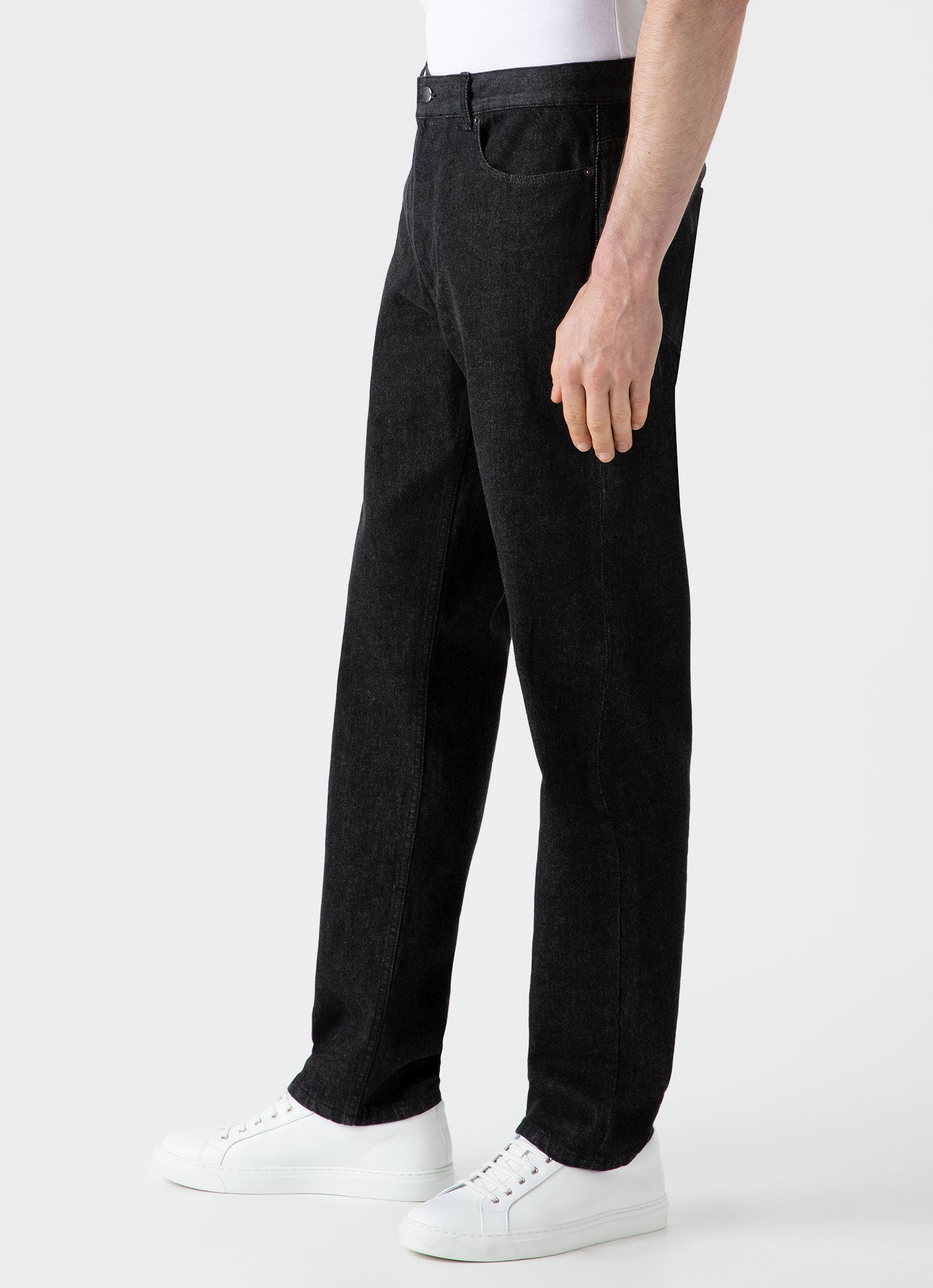Men's Regular Fit Jeans in Black Wash Denim