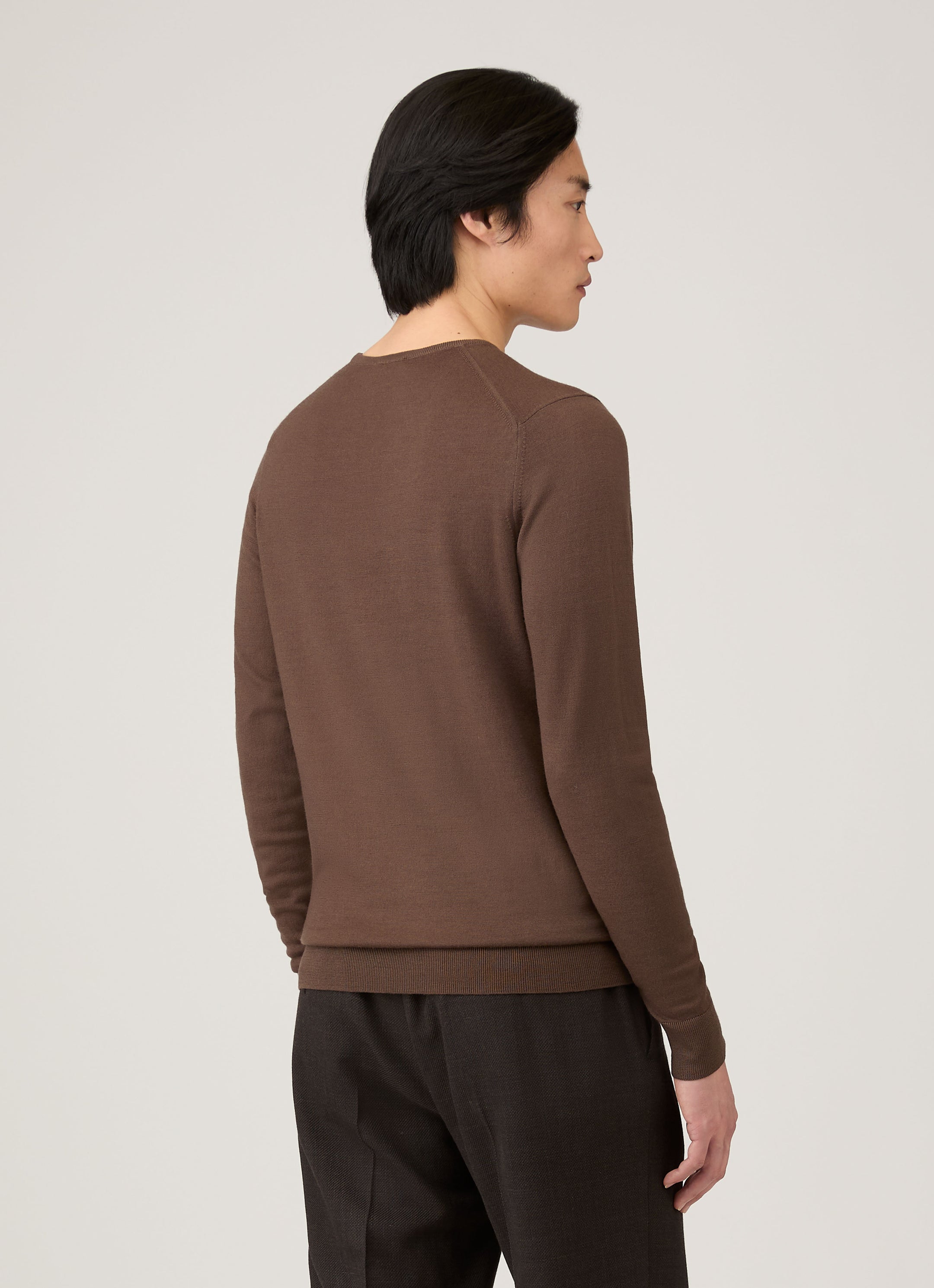 Men's Extra-Fine Merino Crew Neck in Bark