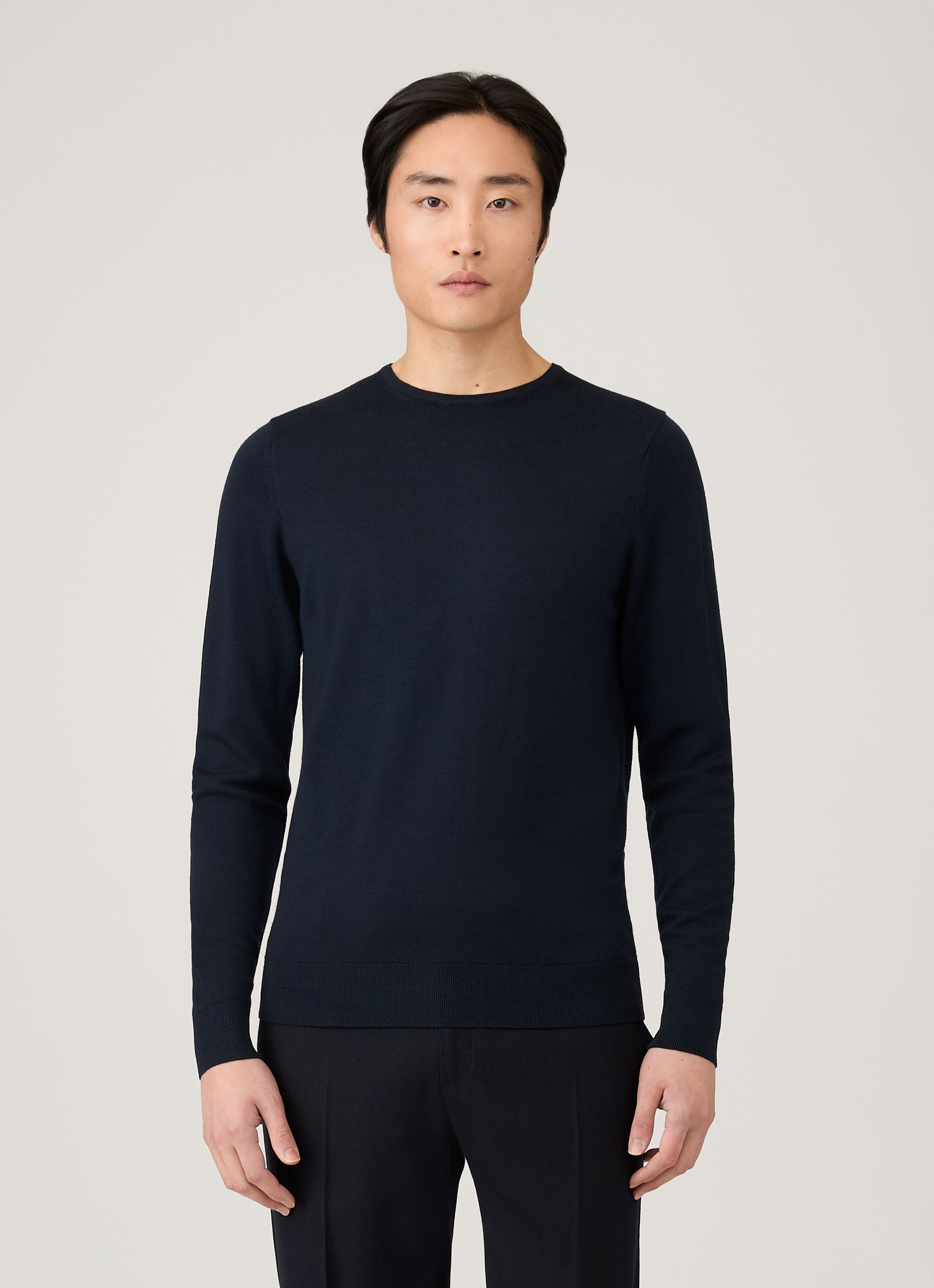 Men's Extra-Fine Merino Crew Neck in Navy