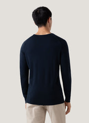 Men's Extra-Fine Merino Crew Neck in Light Navy