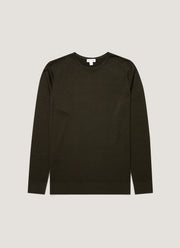 Men's Extra-Fine Merino Crew Neck in Dark Green